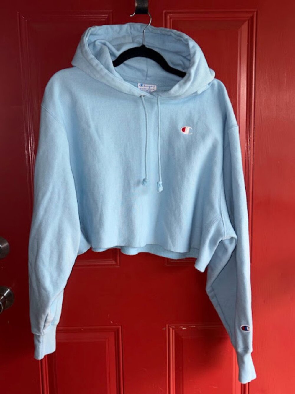 Women's Champion Cropped Hoodie - Light Blue - Size XL
